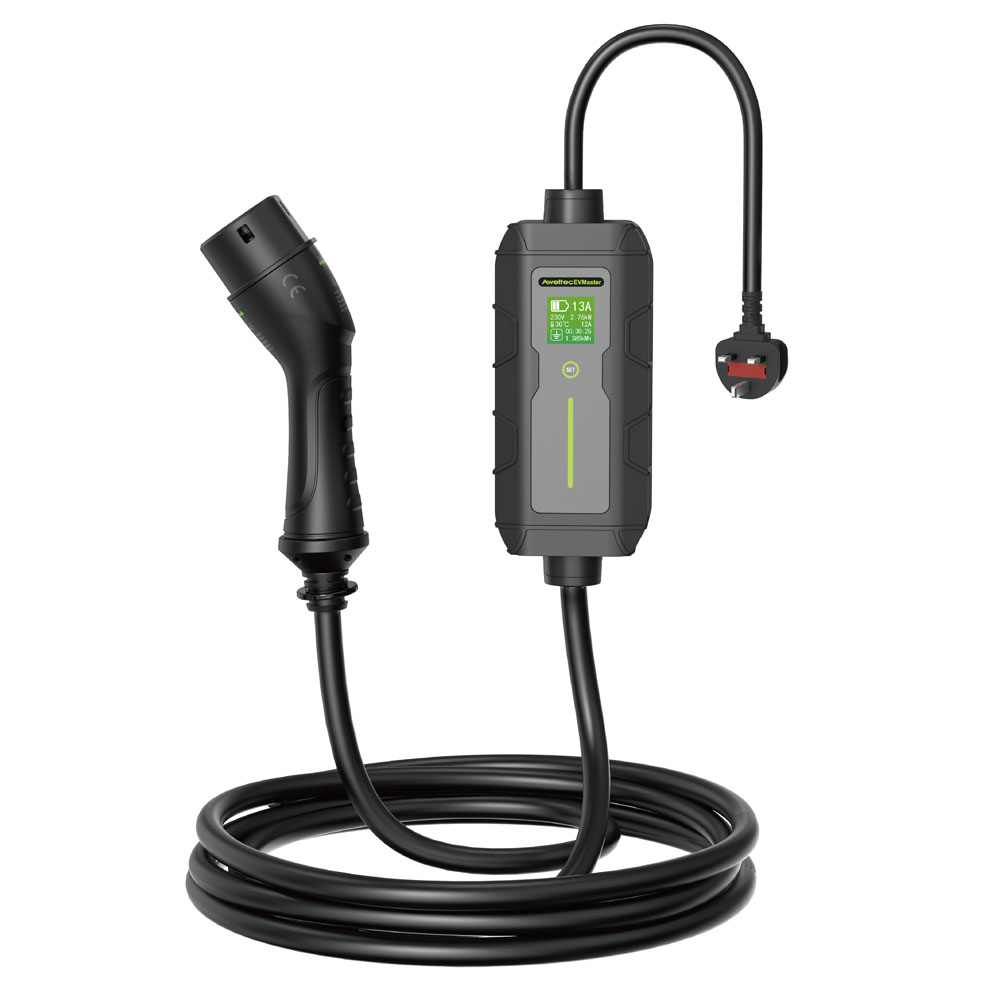 Type 2 13A 2.99kW Portable LCD EV Charger - United Kingdom